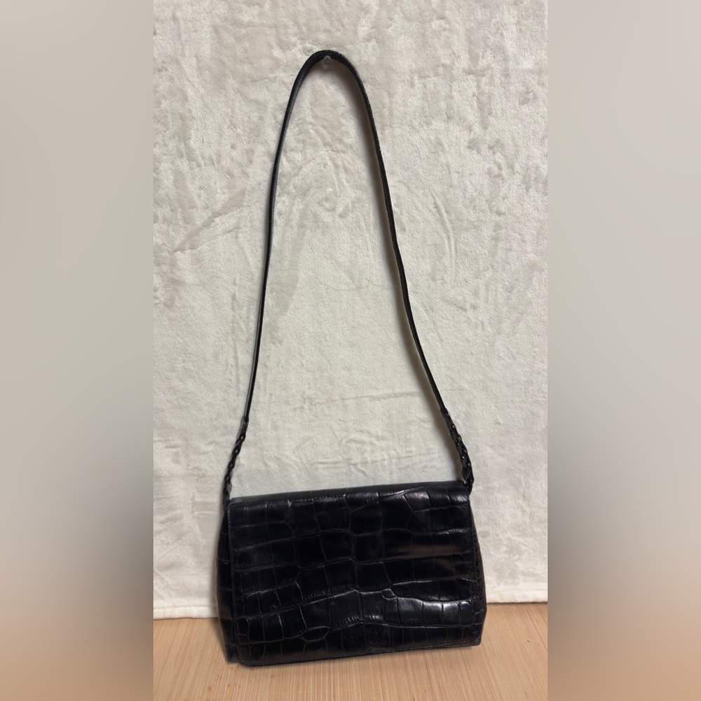Valerie Stevens Black Croc-Embossed Bag